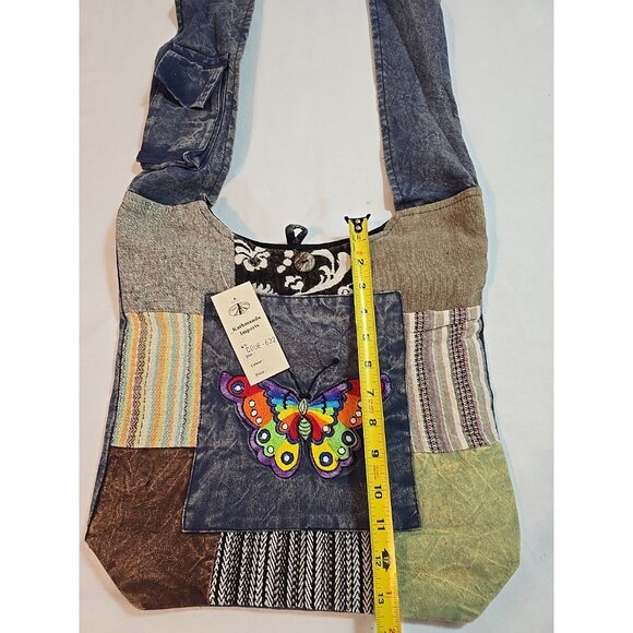 Kathmandu Imports Nepal large shoulder bag hippie boho festival butterfly New - Picture 12 of 14